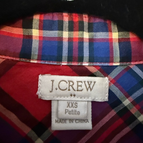 J Crew XXS Petite button up plaid cotton shirt Red - Picture 2 of 4